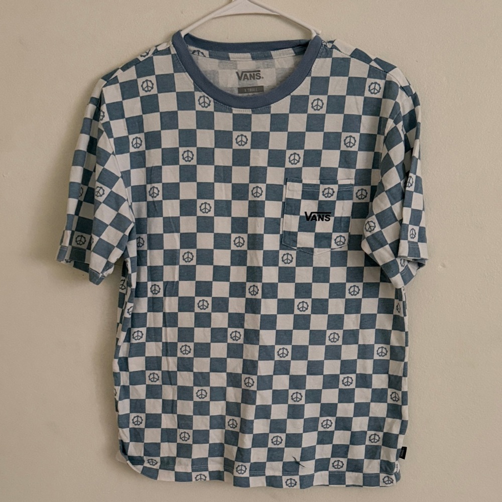 Vans Blue and White Checkered Men's Tee